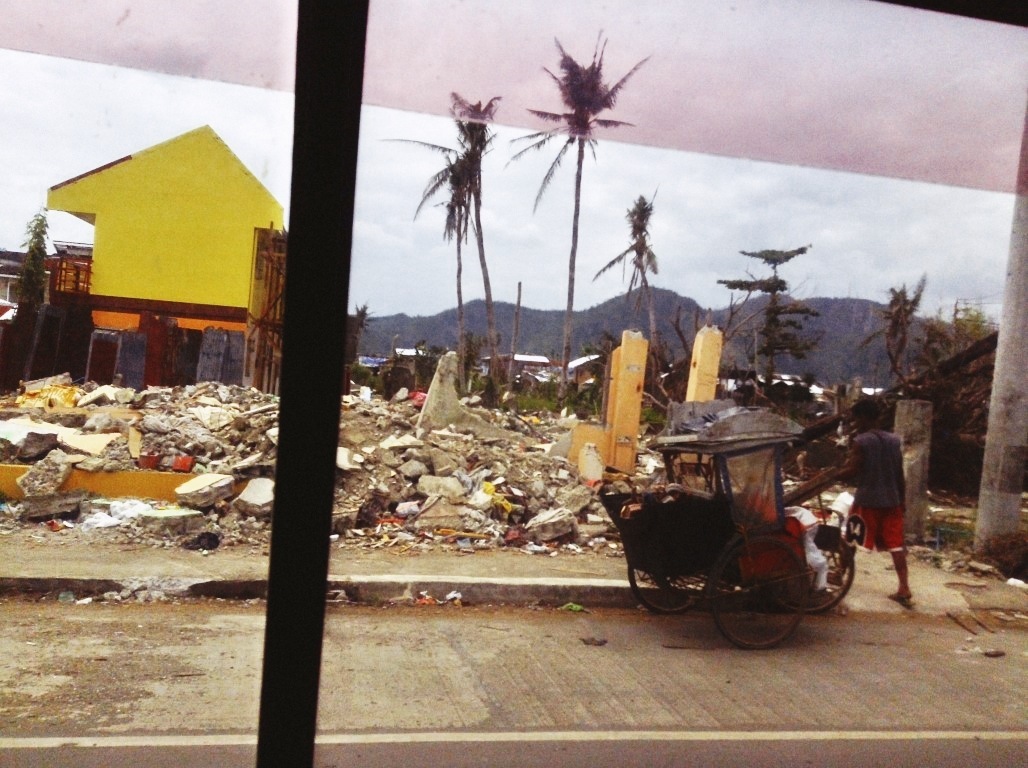 along the road to the city astrodome after typhoon haiyan