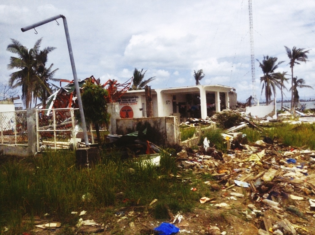 destroyed radio station in magsaysay highway in tacloban city after typhoon yolanda