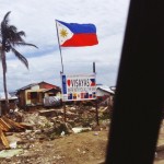 Philippine Flag in tacloban city after typhoon yolanda