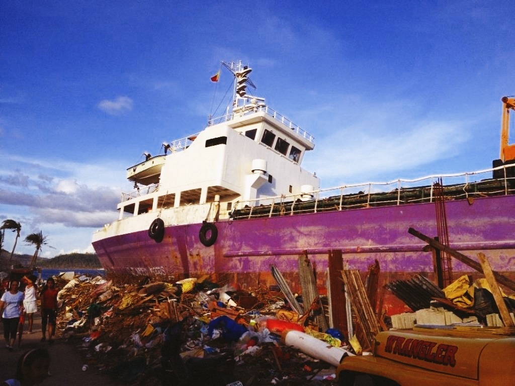wrecked ship in tacloban city after typhoon yolanda 2