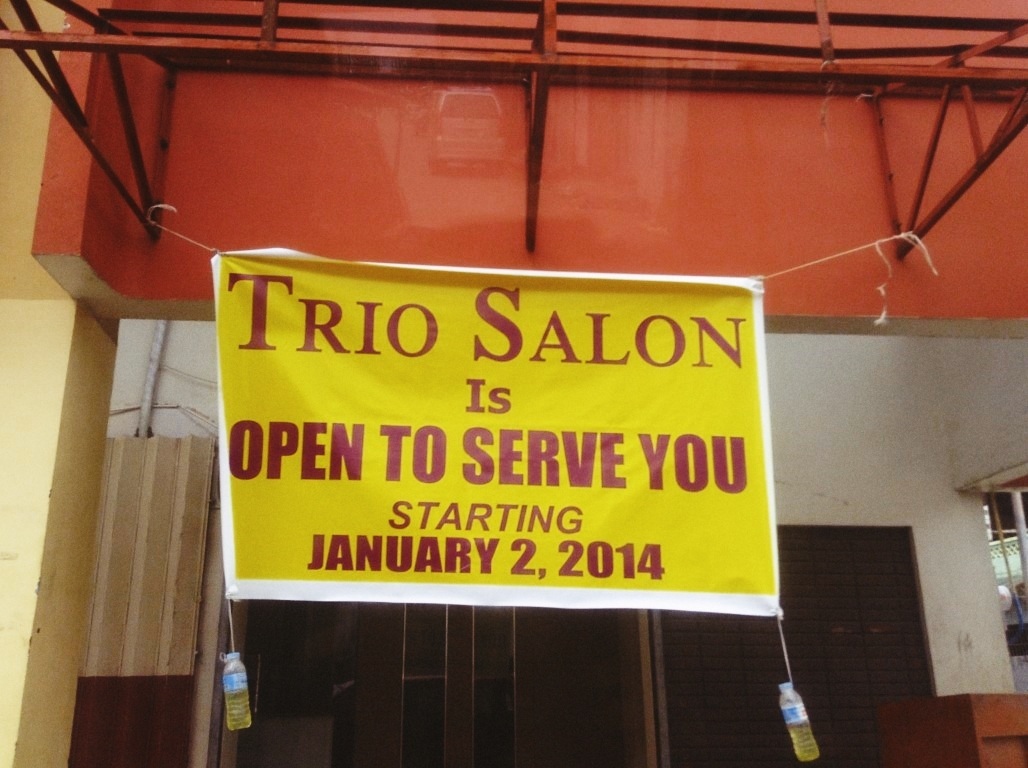 Trio Salon now open in tacloban City after typhoon Yolanda