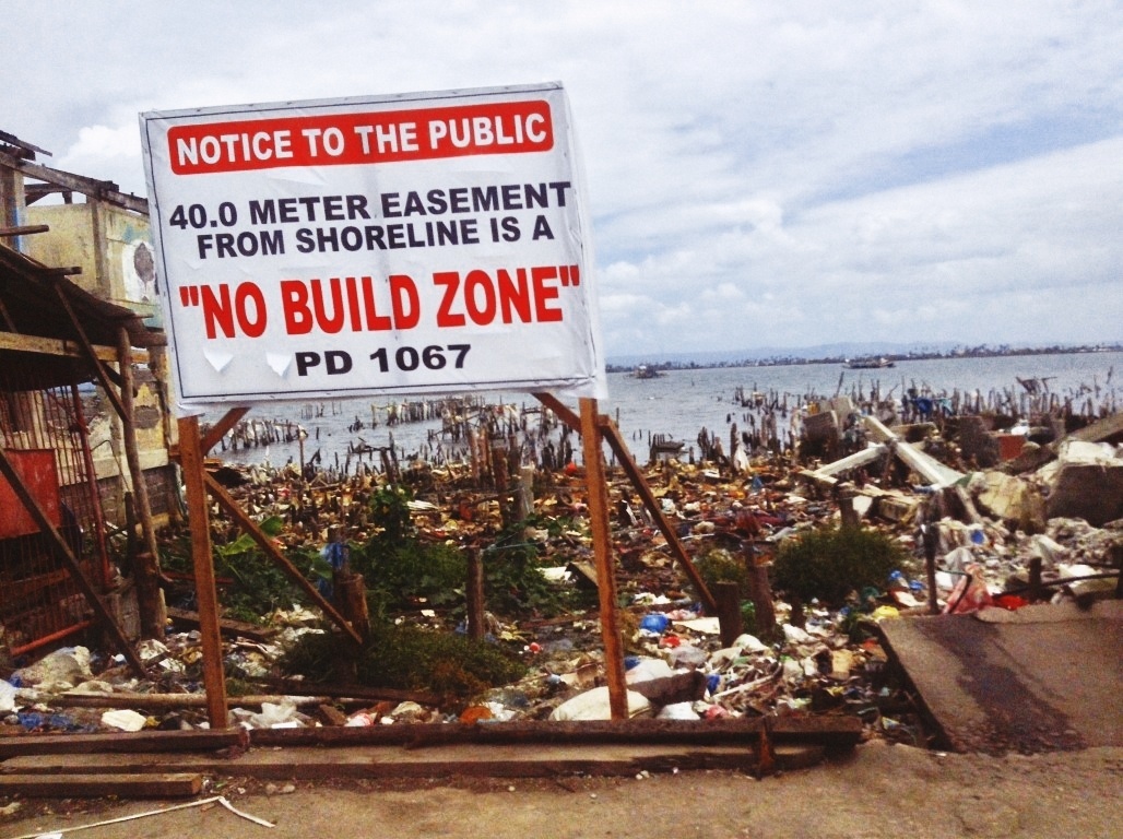 no build zone markers in tacloban city after typhoon yolanda